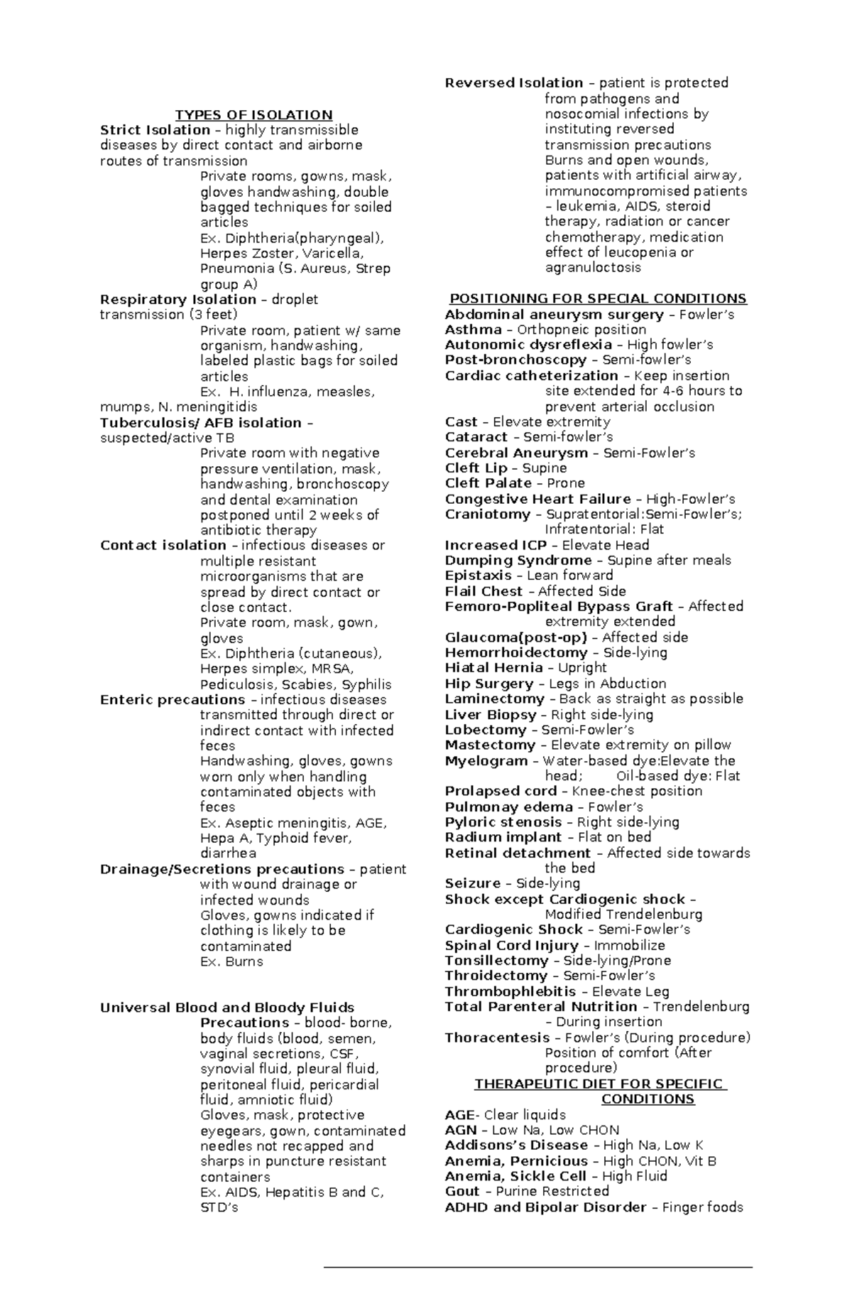 Fon3 - Fundamentals of Nursing: Isolation Types and Patient Care ...