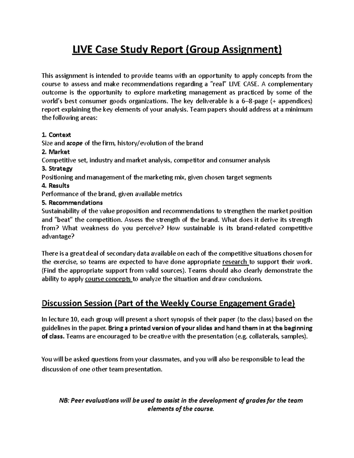 LIVE Case Study Report (Group Assignment) - Studocu