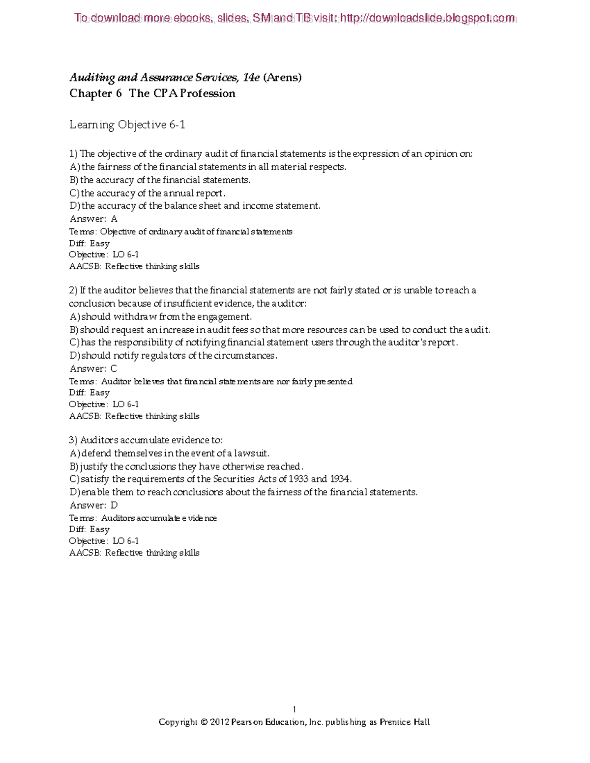 Chapter 6 - The CPA Profession: Key Learning Objectives and Concepts ...