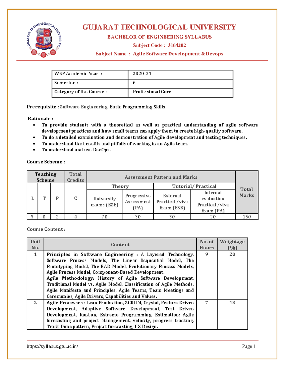 Agile software development and DevOps syllabus (3164202) - Studocu