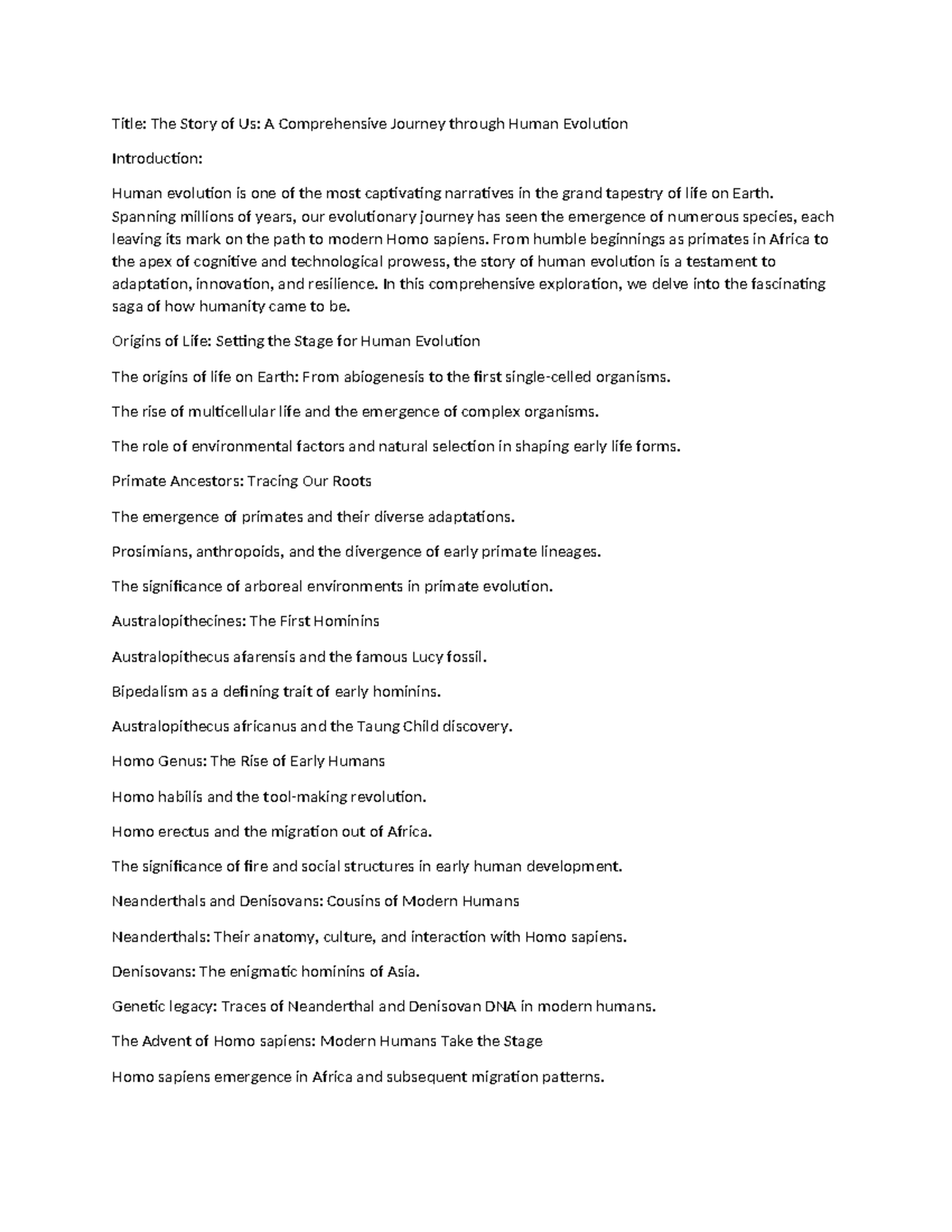 HIST 101: Comprehensive Overview of Human Evolution Journey - Studocu