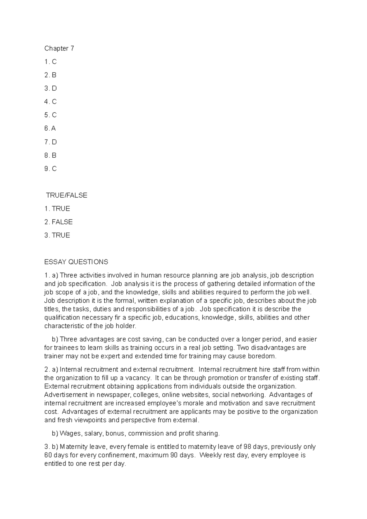 Latihan MGT Chapter 7 - Tutorial Work Summary and Key Concepts - Studocu