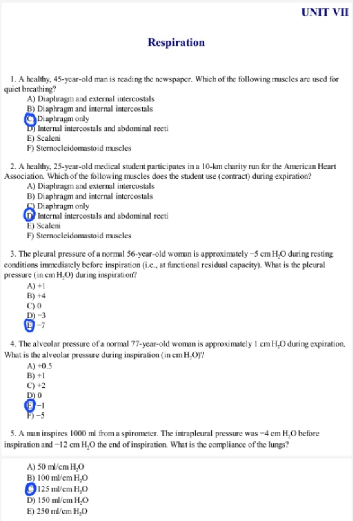 Guyton's MCQs on Respiration: Key Concepts and Practice Questions - Studocu