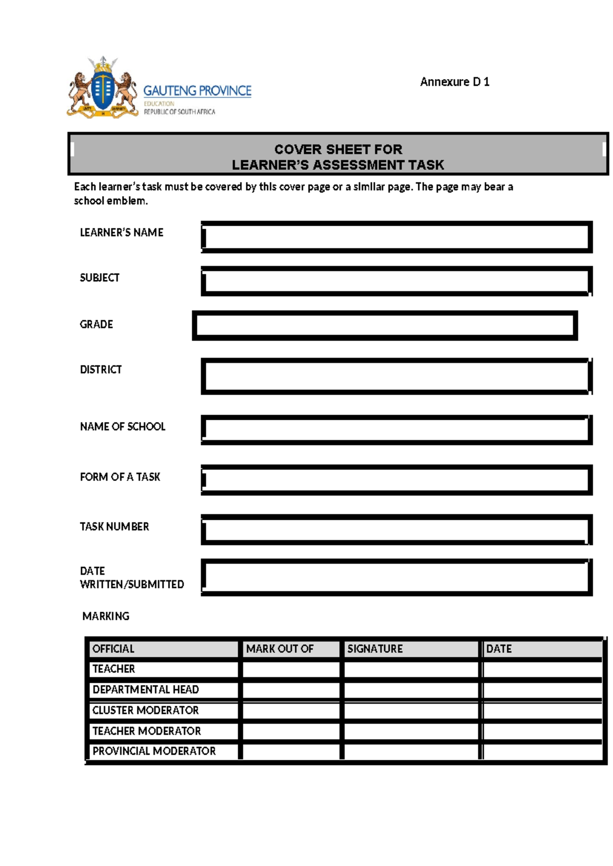 Annexure D 1 SBA File - Geography water resources grade 11 - Annexure D ...