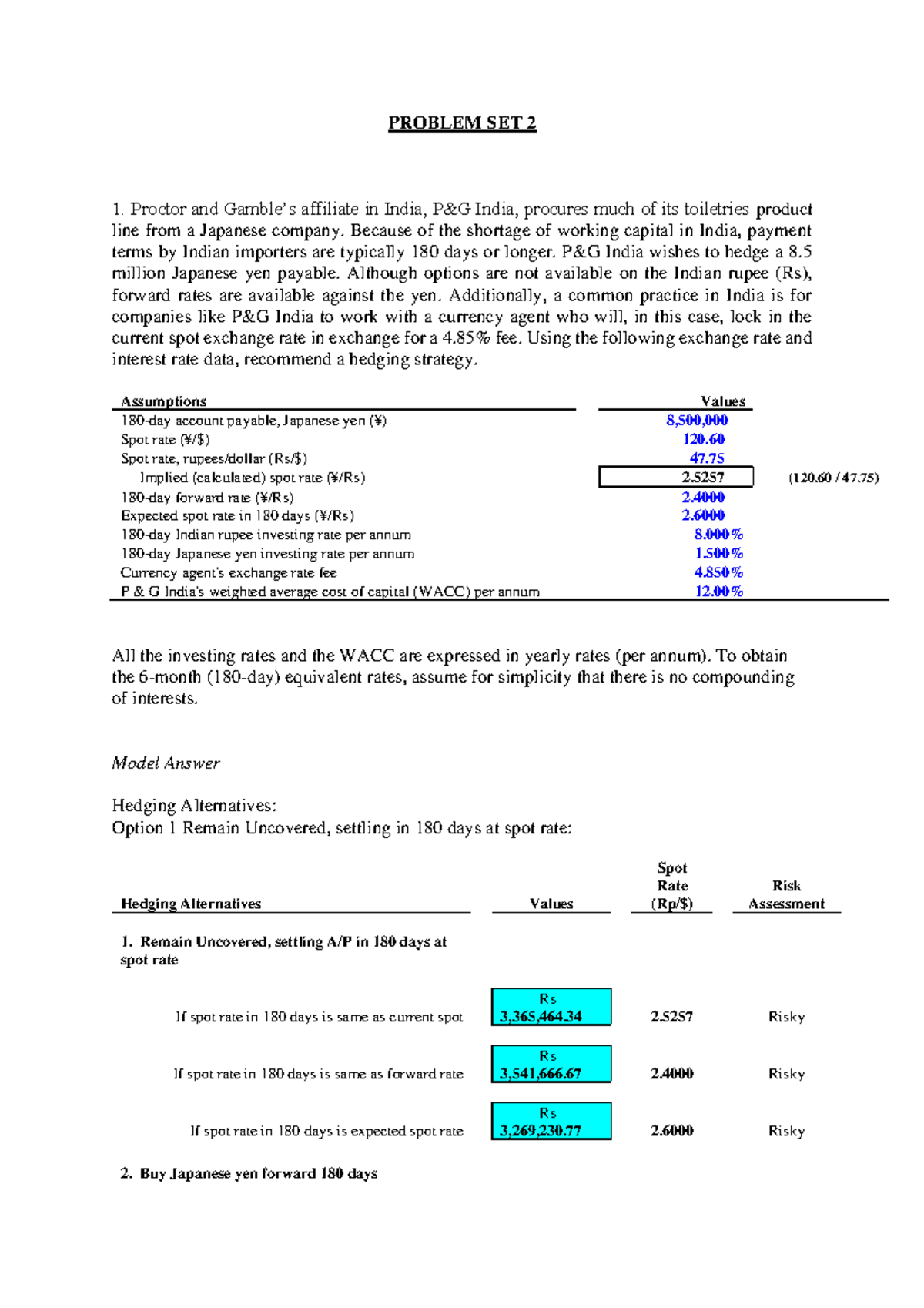 PS2 S - Lecture 2 Solutions for Currency Hedging Strategies - Studocu