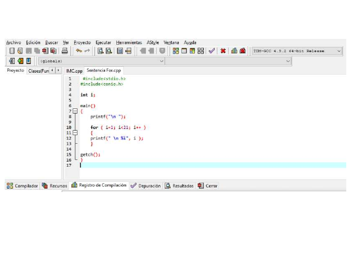 Código de Sentencia For en C++ - Proyecto Clases (Fun IMC.cpp) - Studocu