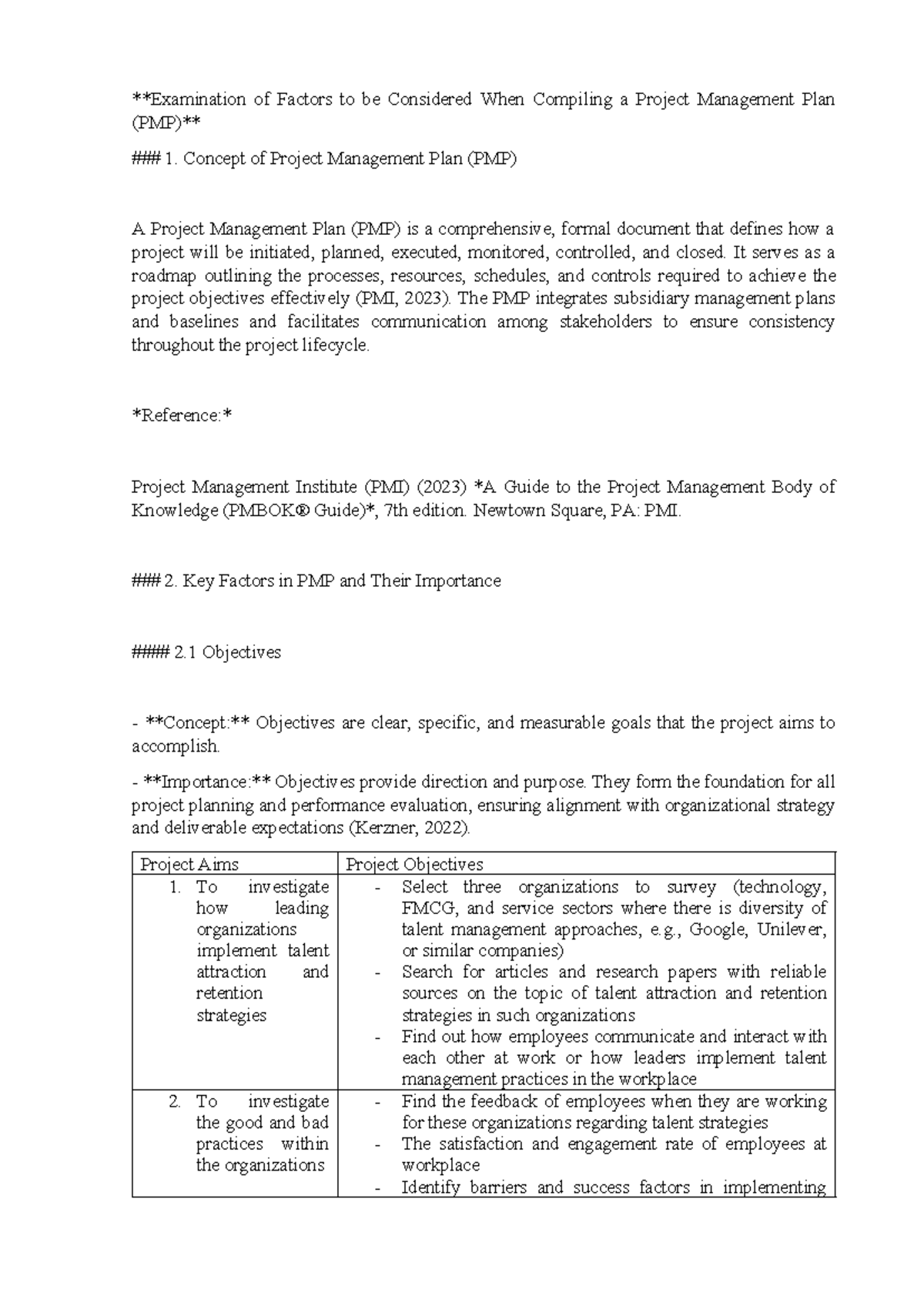 Examination of Key Factors in Compiling a Project Management Plan - Studocu