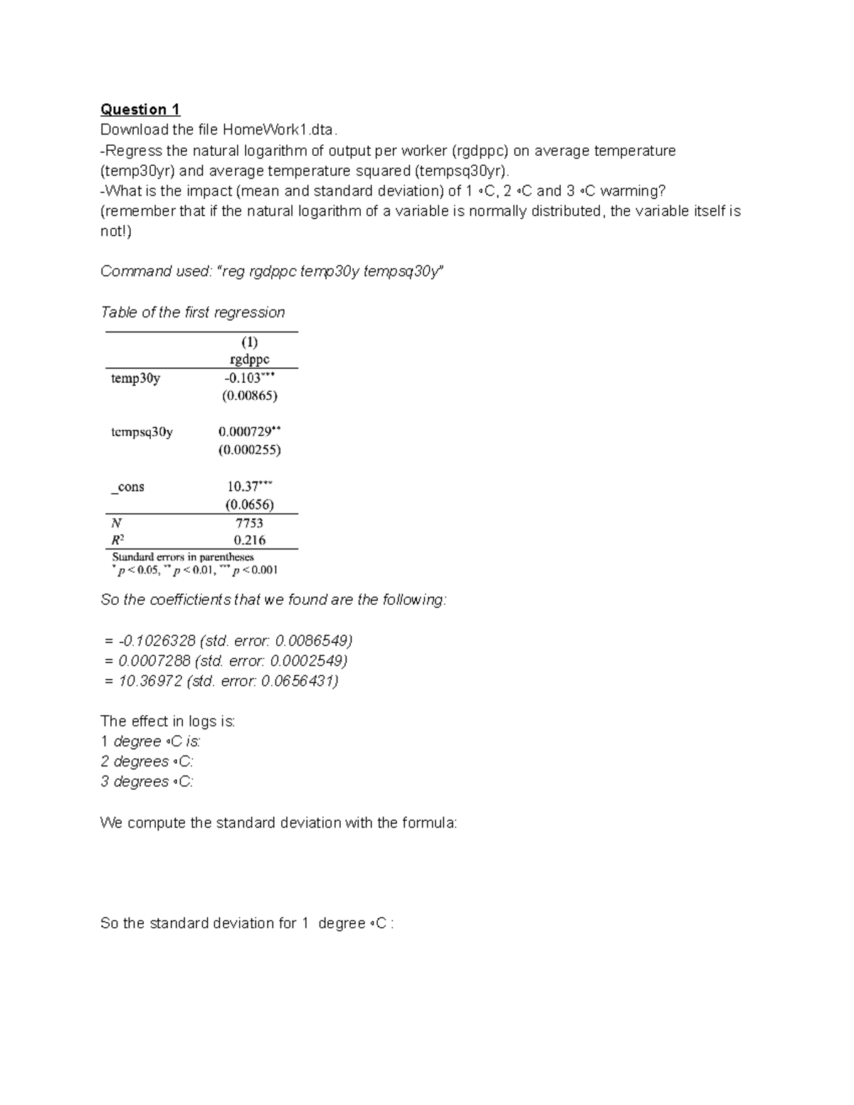 Assignment 1: Analysis of Climate Economics and Temperature Impact ...