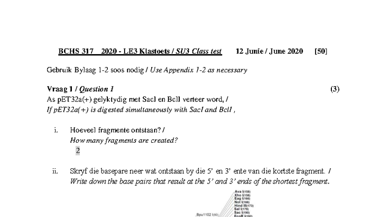 BCHS 317 - Klastoets 4 (2020) Study Material on Genetic Editing - Studocu