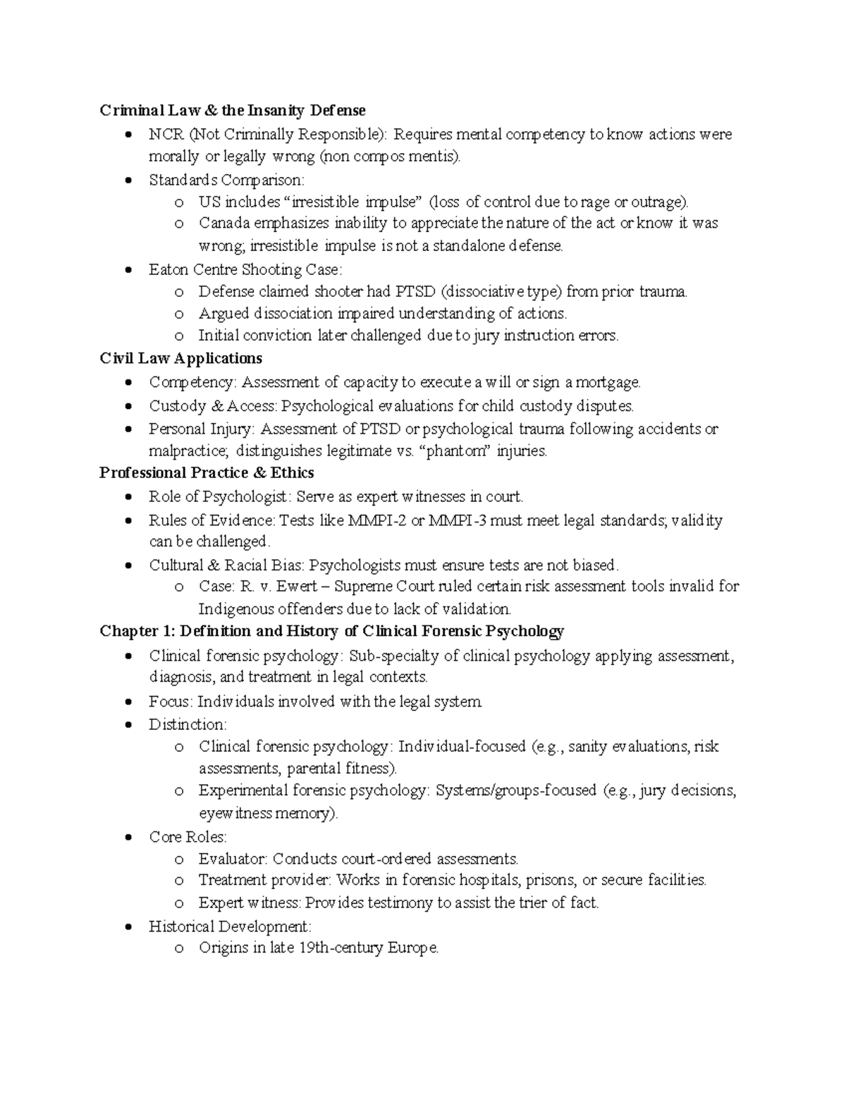 Criminal Law 101: Lecture Notes on Insanity Defense & Forensic ...