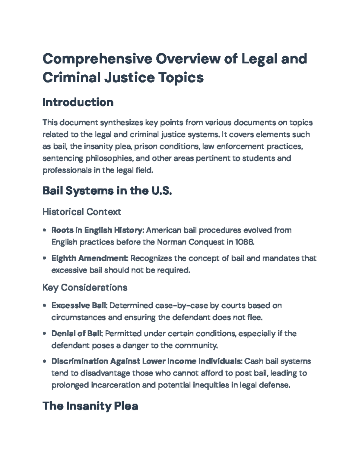 Comprehensive Overview of Legal and Criminal Justice Topics (CJ101 ...