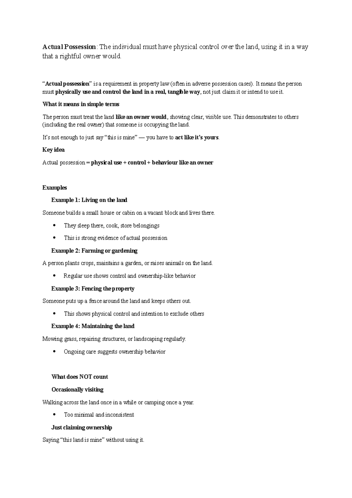 Actual Possession in Property Law: Key Concepts & Adverse Possession ...