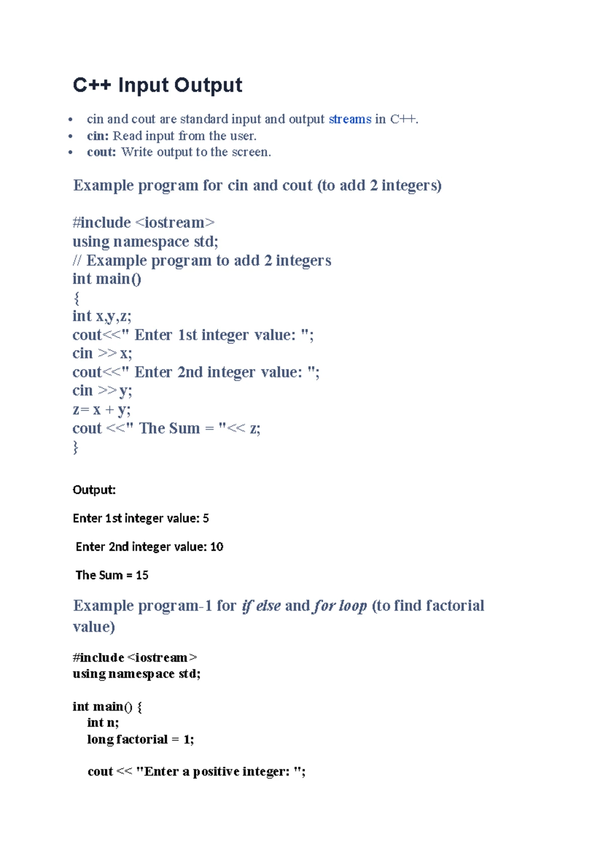 C++ Sample Exercises - Write a C++ program that will display the ...