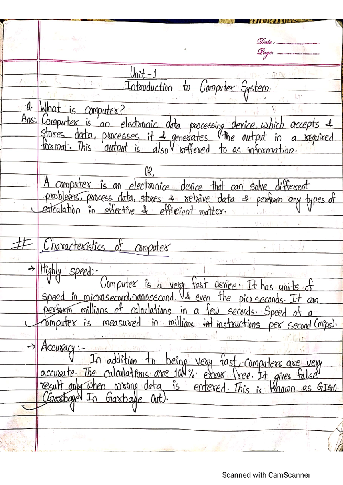 Computer Fundamentals: Complete Notes for CS101 Course - Studocu