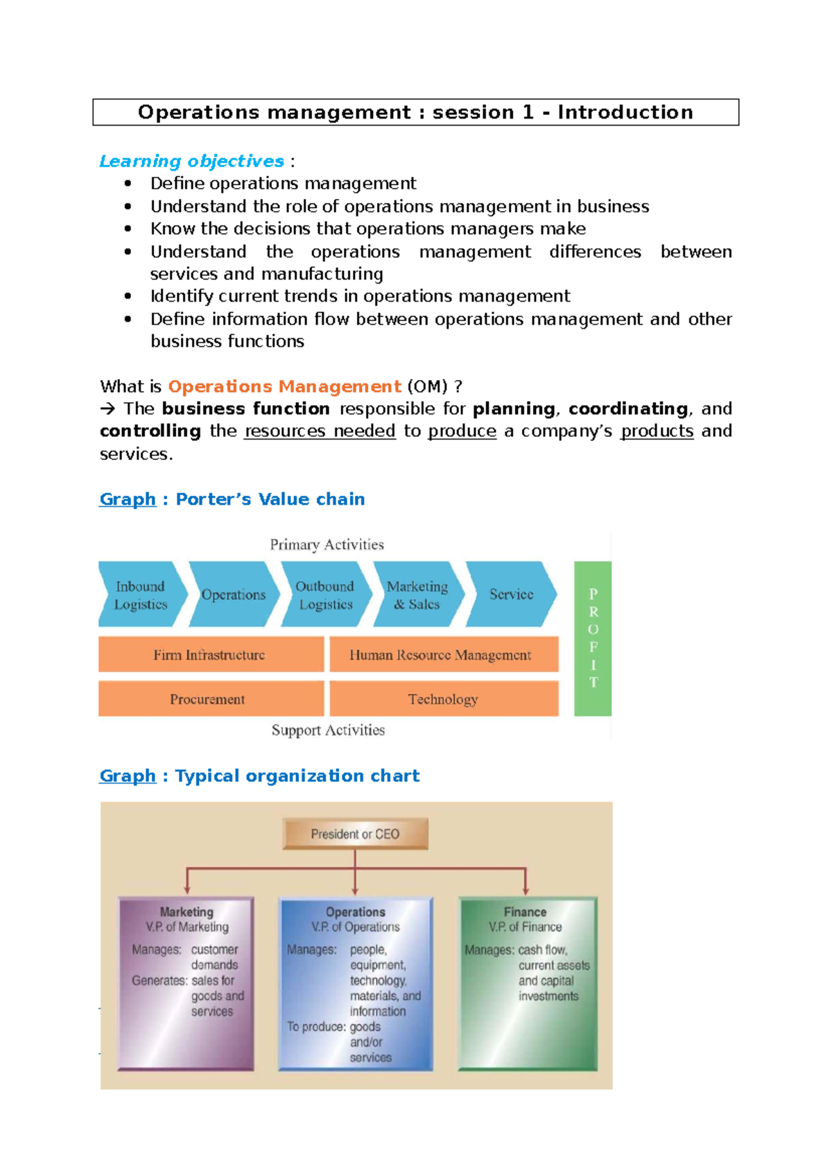 OM 101: Introduction to Operations Management - Session 1 Overview ...