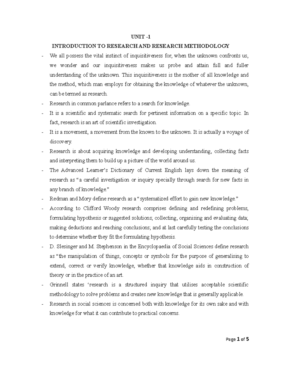 Introduction to research and research methodology - UNIT INTRODUCTION ...