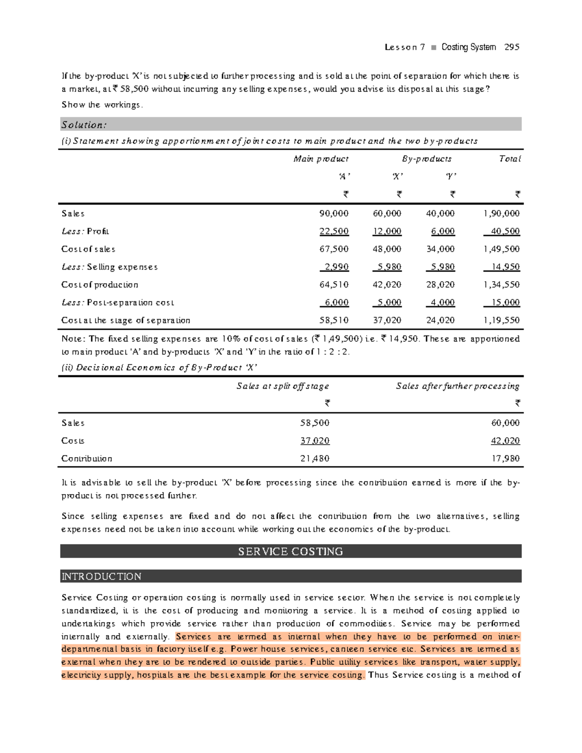 Service Costing Practice - Lesson 7 Costing System 295 If the by ...