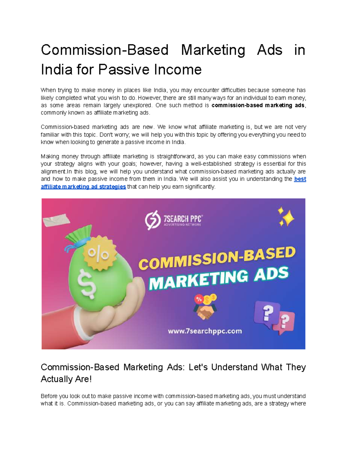 Commission-Based Marketing Ads in India for Passive Income - Commission ...