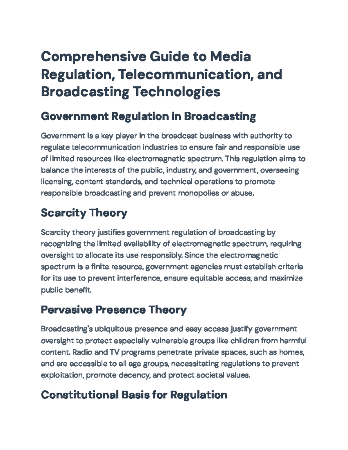 Comprehensive Guide to Broadcasting Regulations and Telecommunication ...
