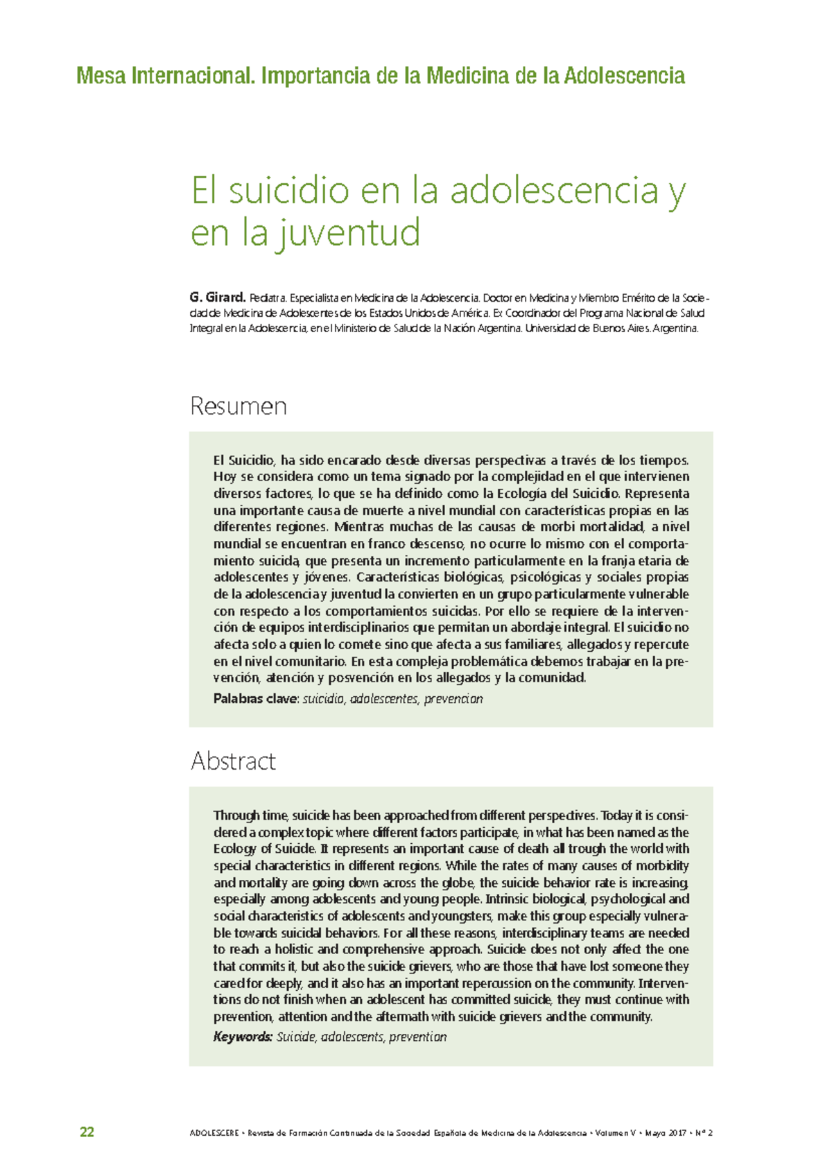 El Suicidio en la Adolescencia y Juventud: Importancia en Medicina ...