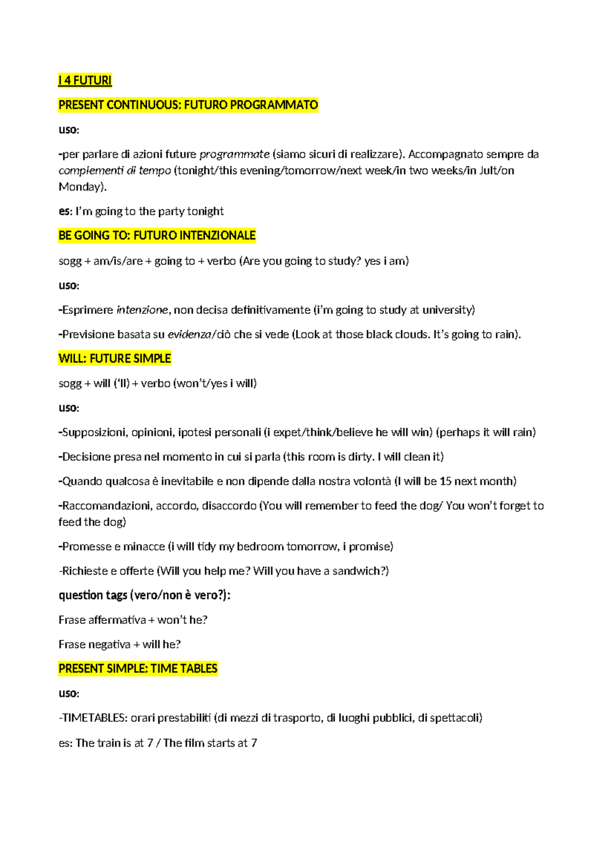 Grammatica Generale - I 4 FUTURI PRESENT CONTINUOUS: FUTURO PROGRAMMATO ...