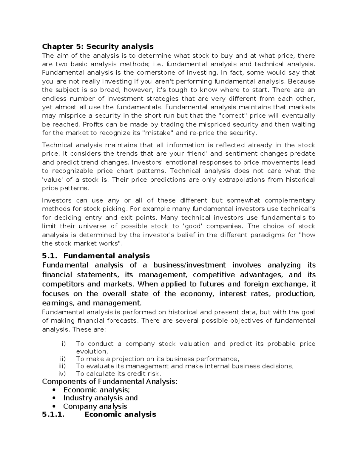 CH 5 - Security Analysis: Fundamental and Technical Insights - Studocu