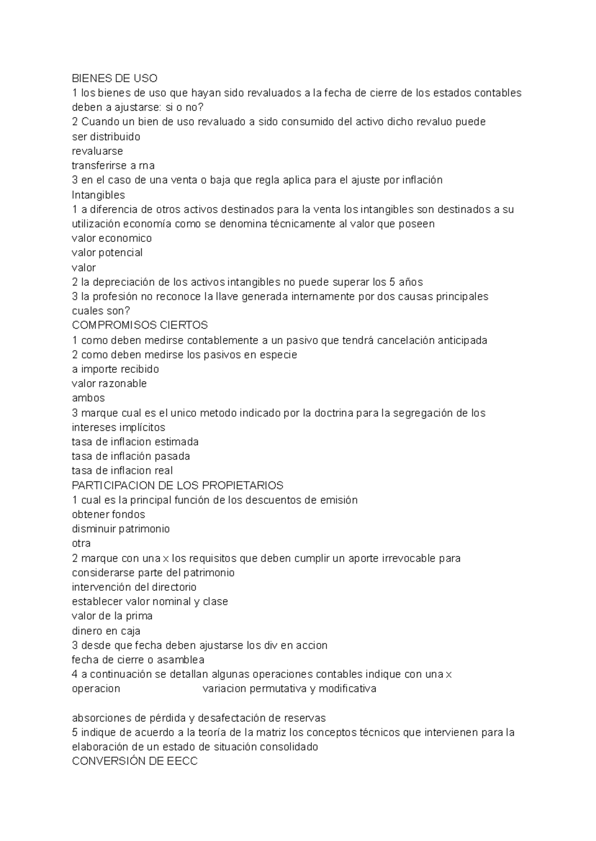 Un 2do parcial - BIENES DE USO 1 los bienes de uso que hayan sido ...