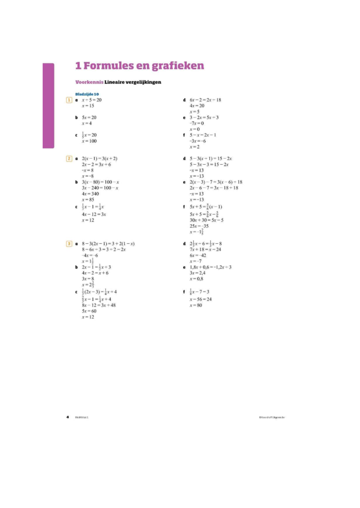Uitwerkingen Vwo4 Wis A 12 ed Hoofdstuk 1: Formules en Grafieken ...