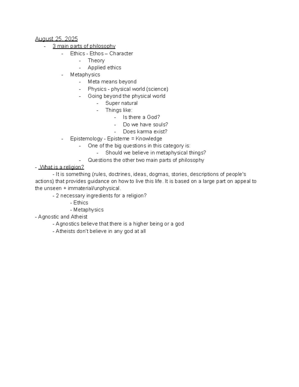 Philosophy of Religion Overview - Phil 107 Lecture Notes - Studocu
