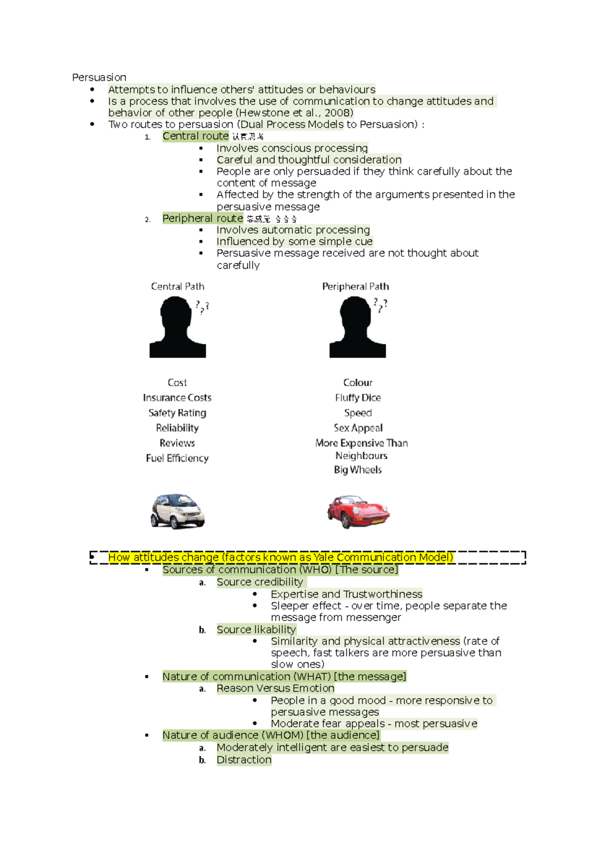 Psychology PSY101 Chapter 6: Persuasion and Impression Formation ...