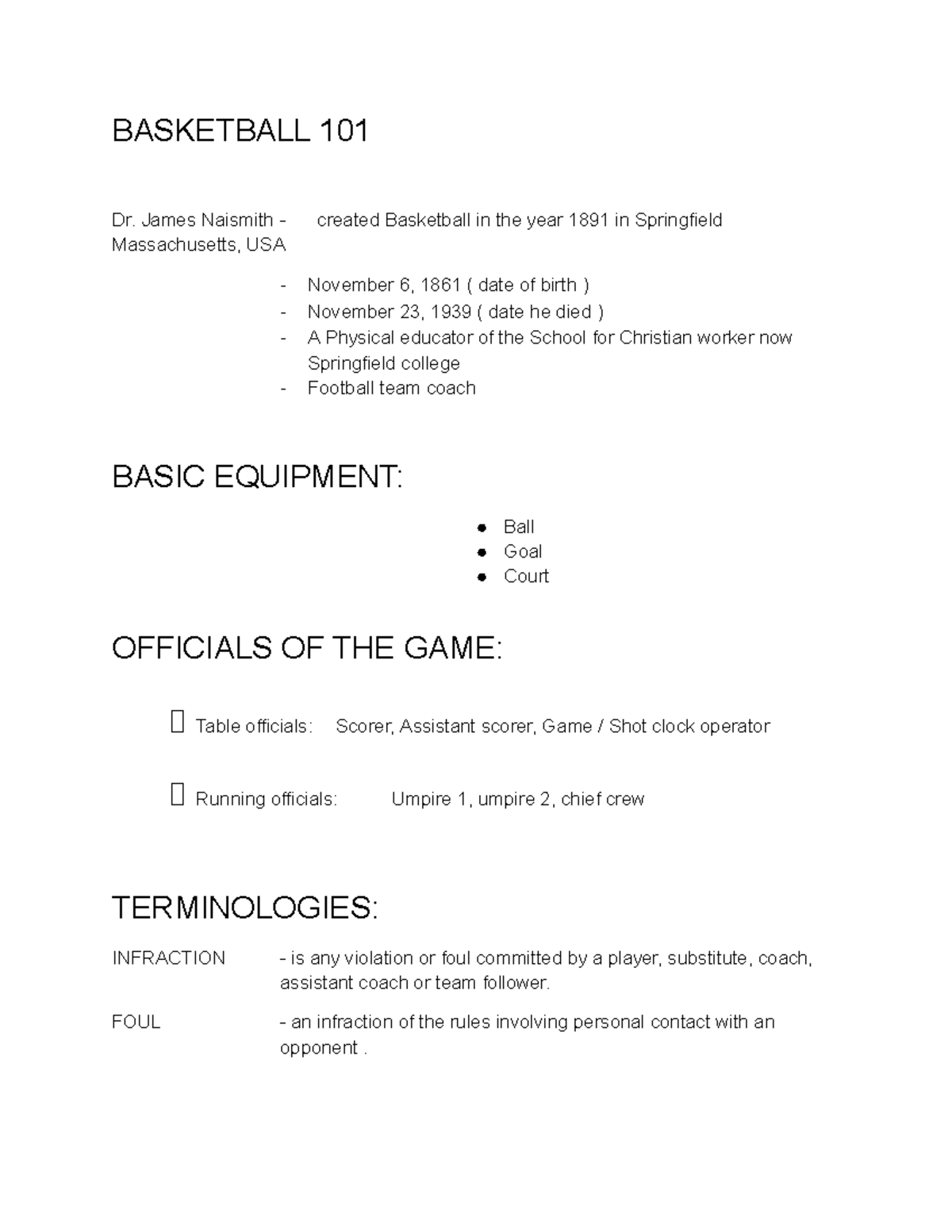 Basketball 101: Understanding the game, rules, and player roles - Studocu