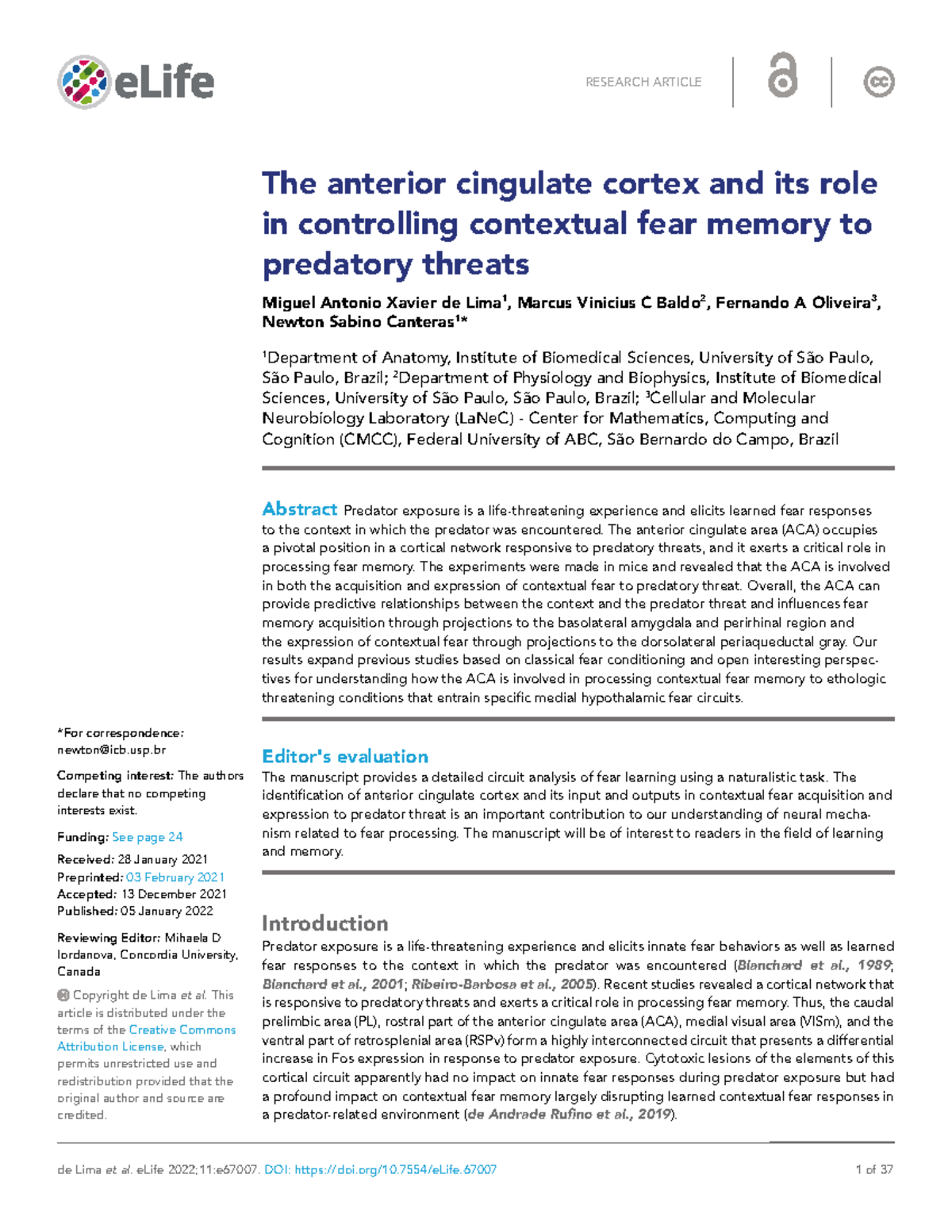 "Final Research Article: Role of Anterior Cingulate Cortex in ...