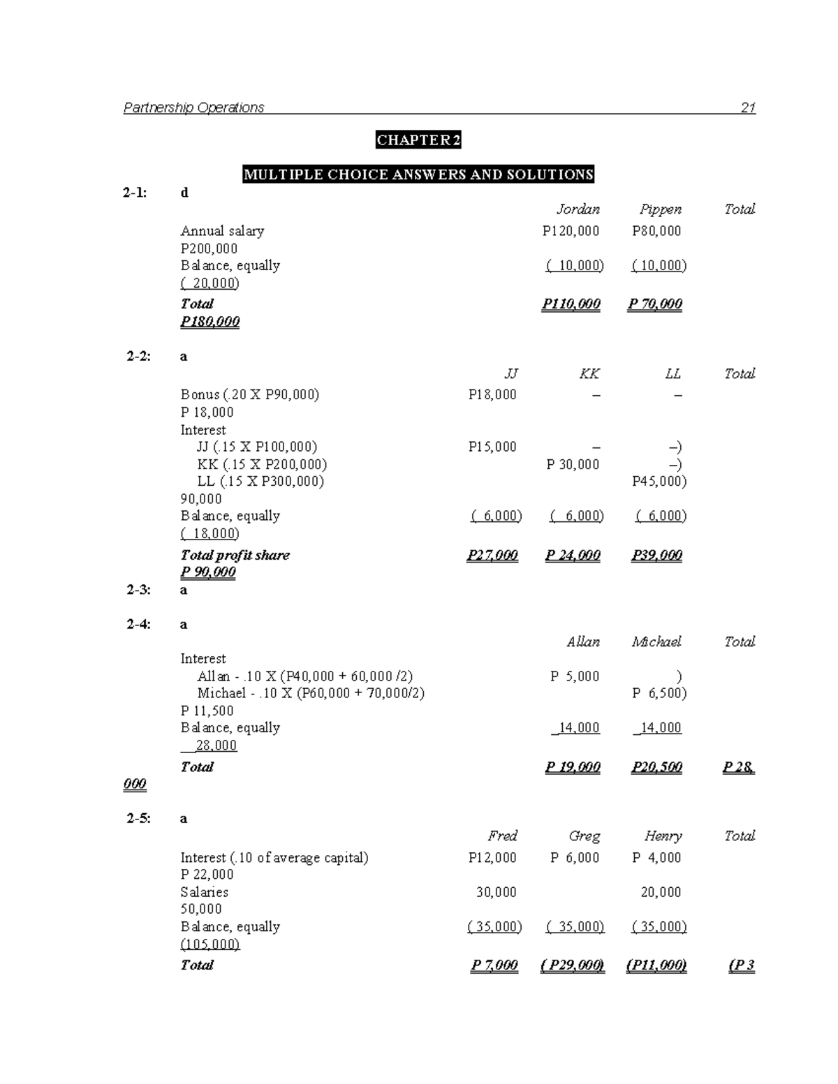 Chapter 2 - Solutions and Answers for Partnership Operations (PO21 ...