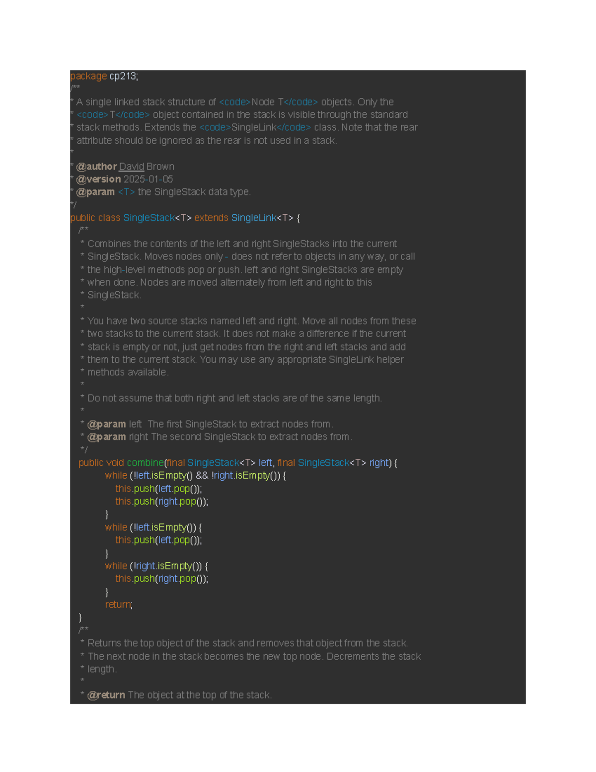 Cp213 - Assignment 3: Implementing a Single Linked Stack Structure ...