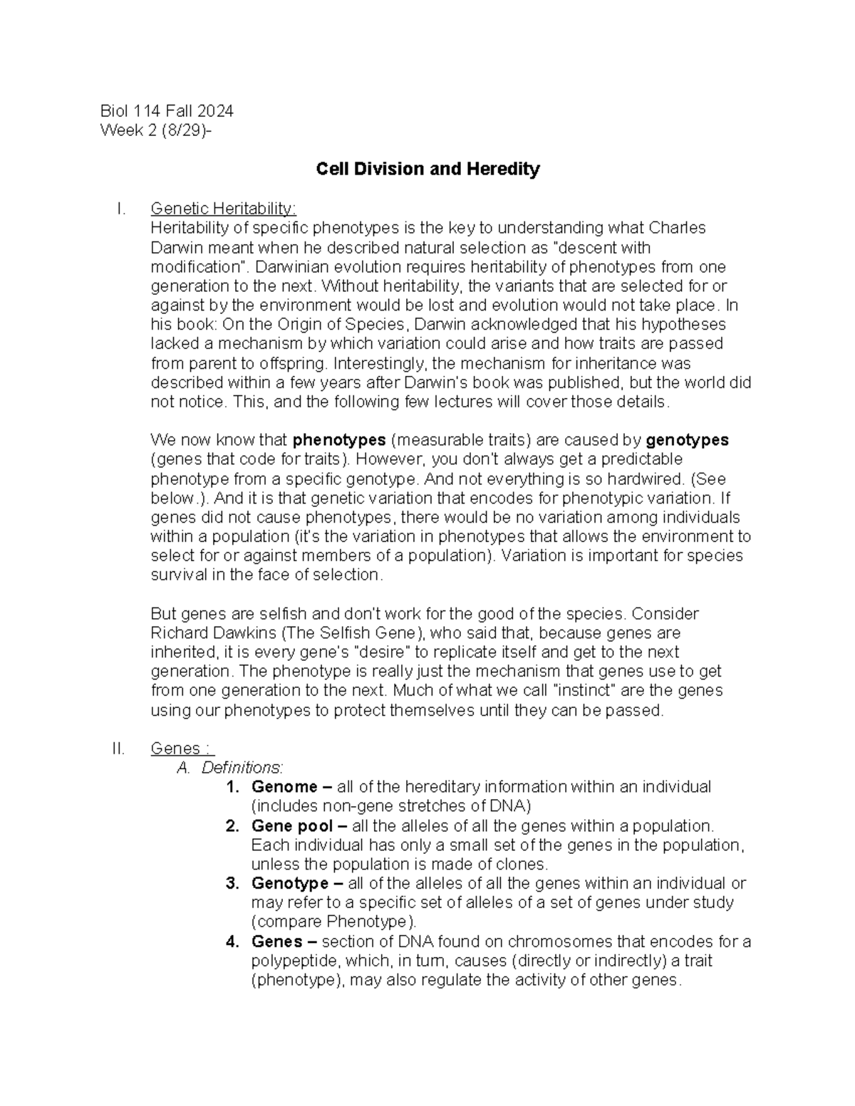 Biol 114 Fall 2024: Genetic Variation and Meiosis Overview - Biol 114 ...