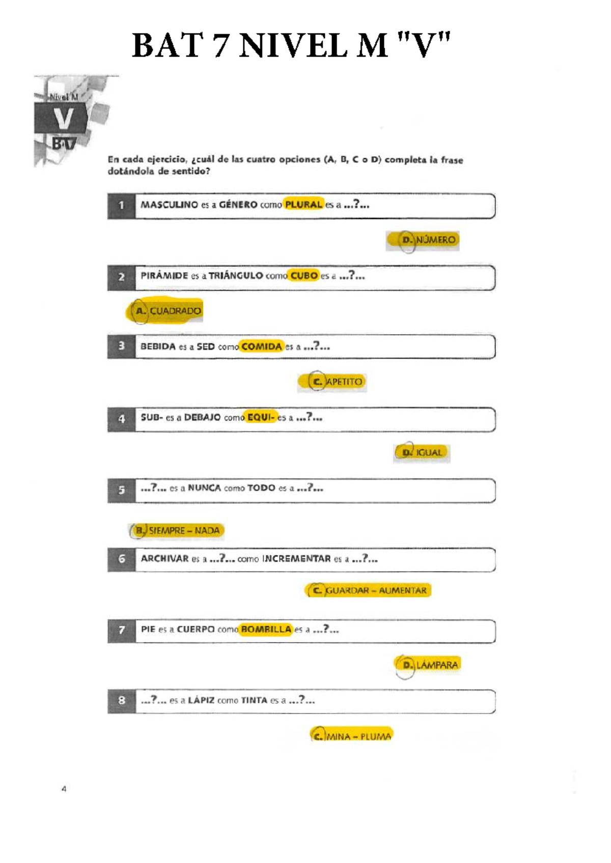 BAT 7 NIVEL M: Test Study Guide for Exam Preparation - Studocu
