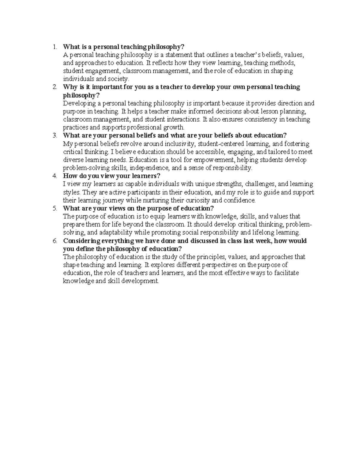 Personal Teaching Philosophy: Insights and Importance in Education ...