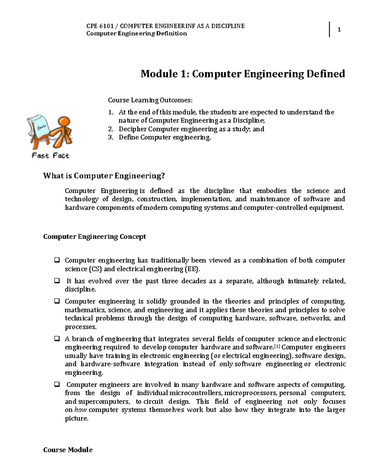 W1 Module 1 Computer Engineering Defined - CPE 6101 / COMPUTER ...