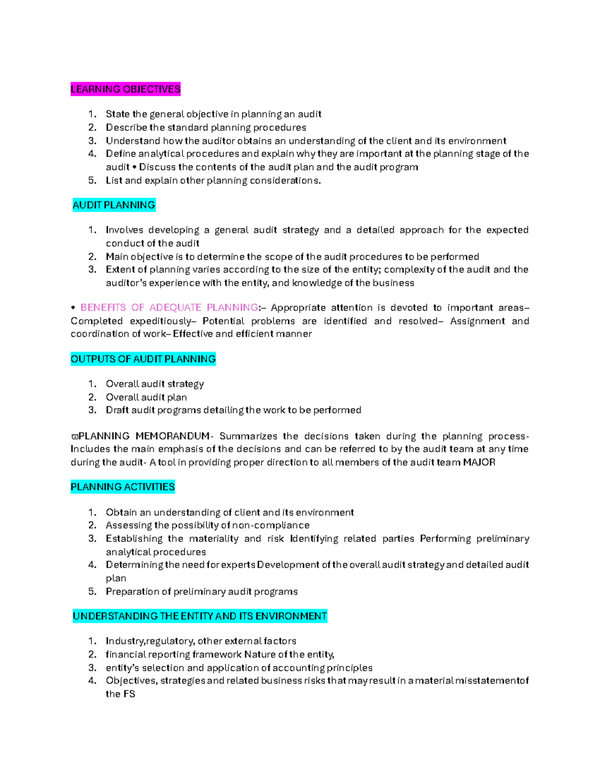 Audit process - not much but might be helpful - LEARNING OBJECTIVES ...