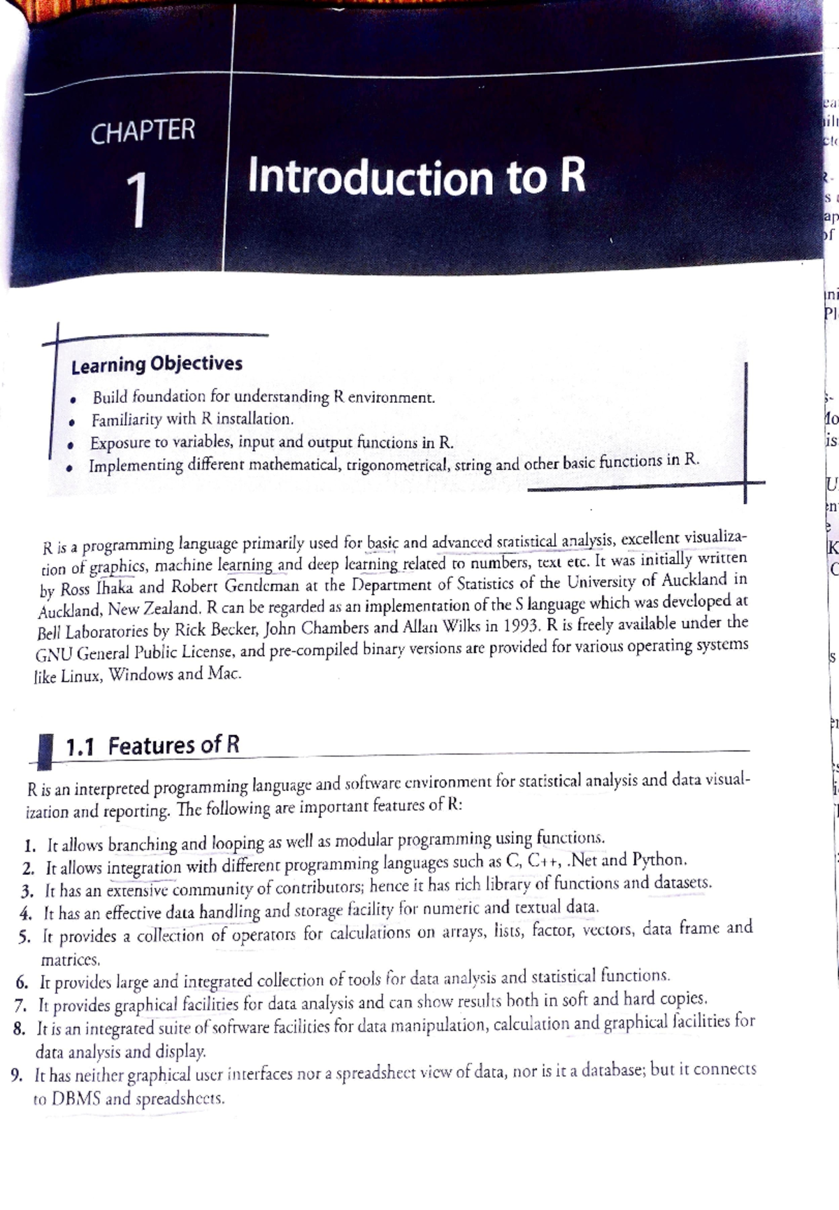 Data analytics with R unit - 1 - CHAPTER 1 Introduction to R ni PI ...