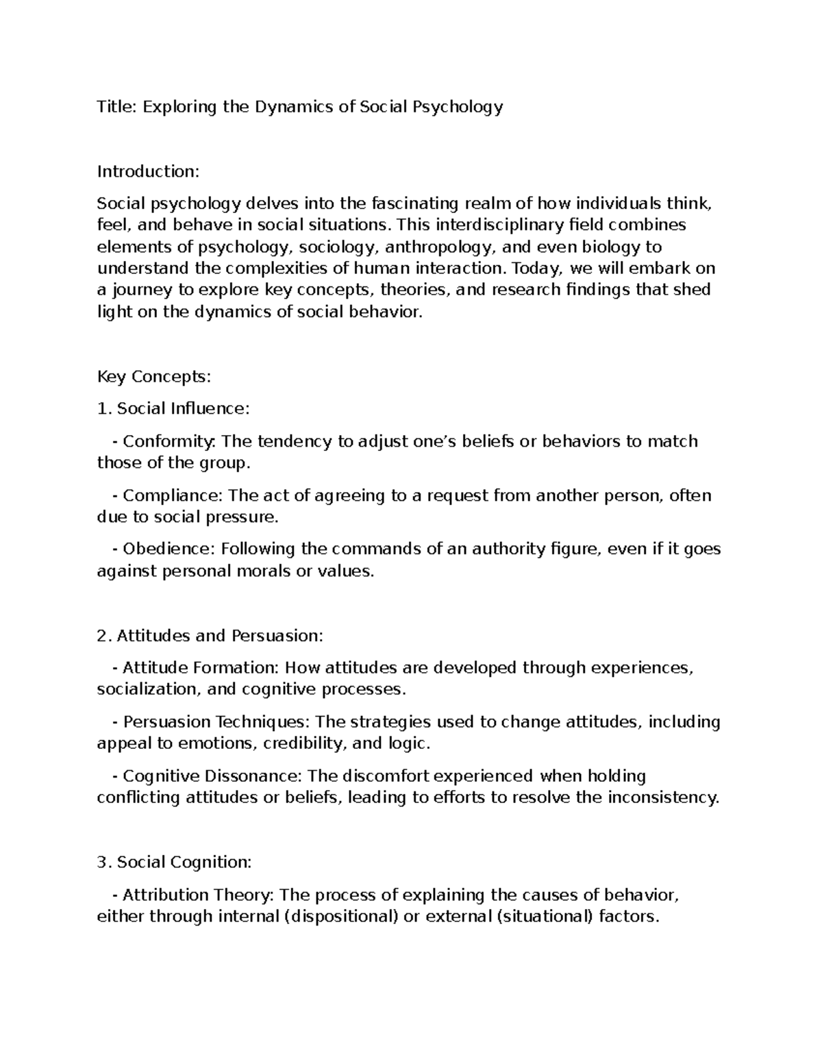 Exploring Key Concepts in Social Psychology (PSY 101) - Studocu