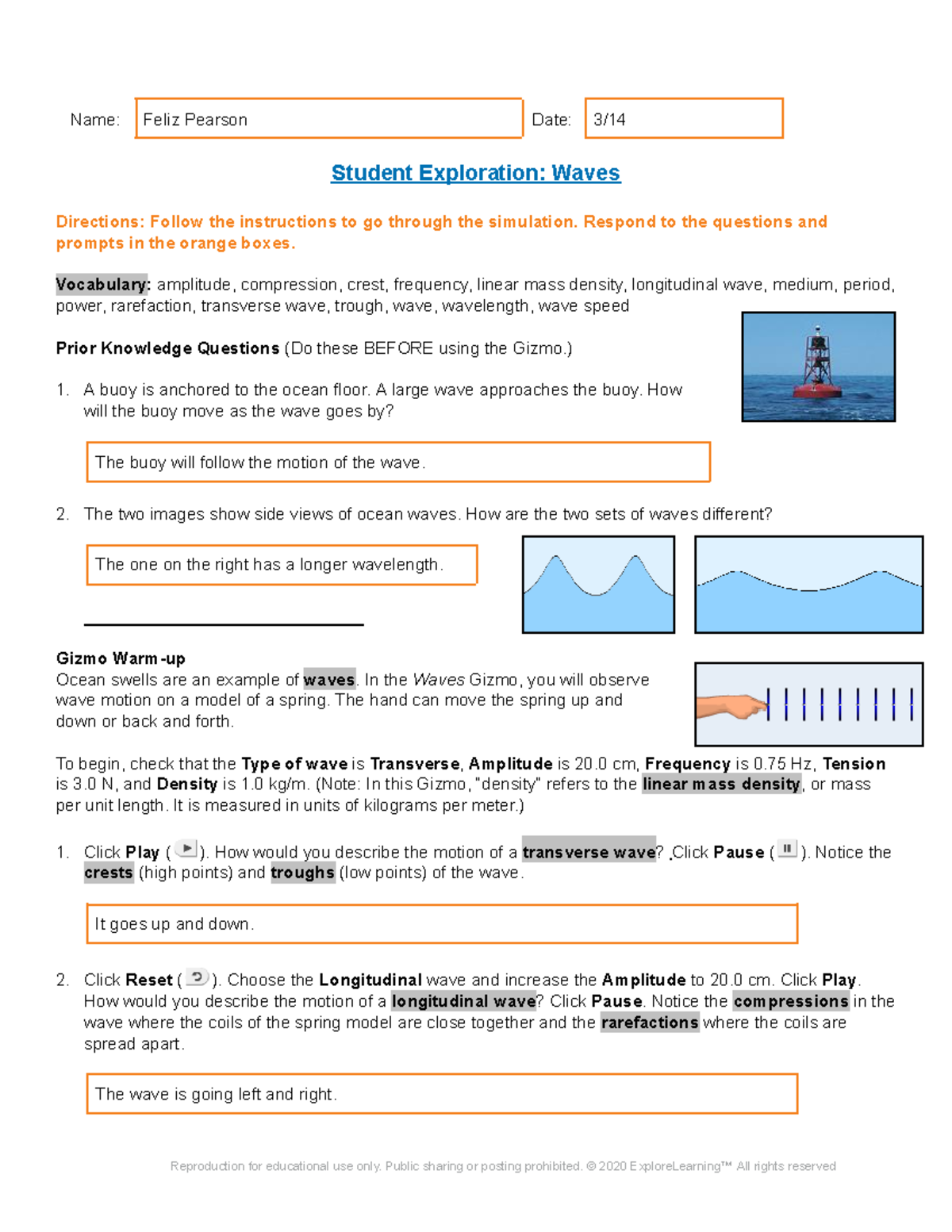 Waves Exploration with Gizmo Simulation (WAV 101) - Student Guide - Studocu