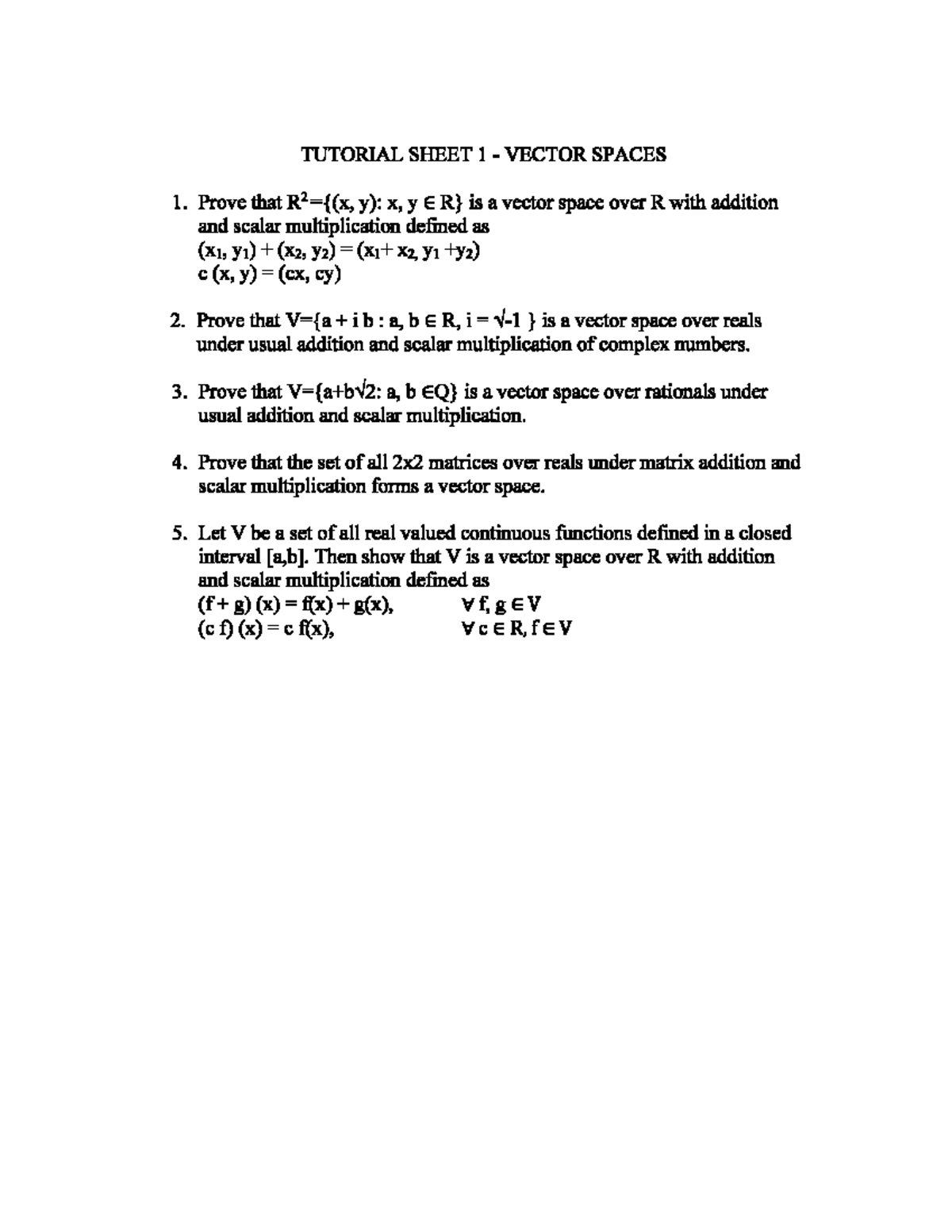 Practice Questions for Vector Spaces (MATH 101) - Unit 2 - Studocu