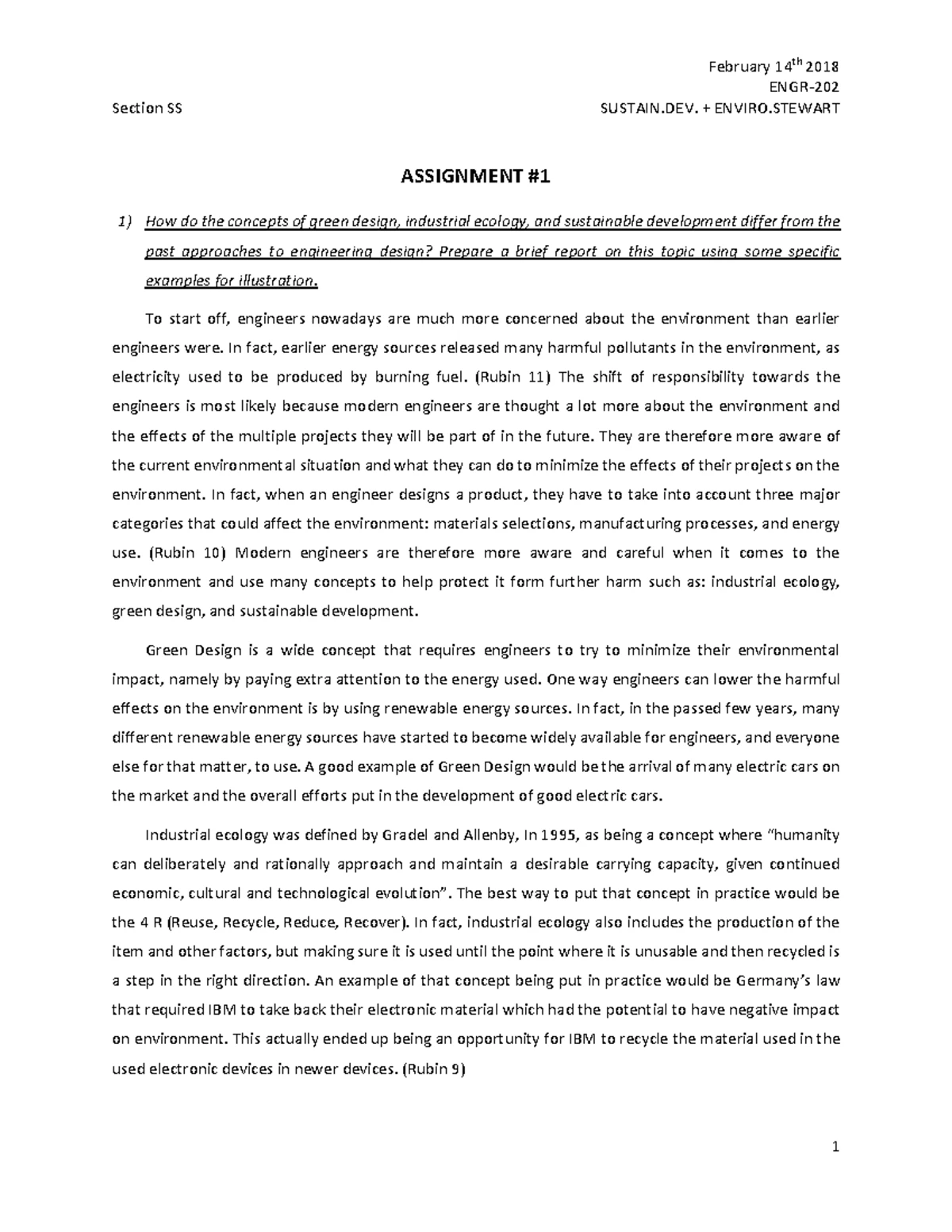 ENGR202 Assignment 1: Sustainable Development Interaction Examples ...
