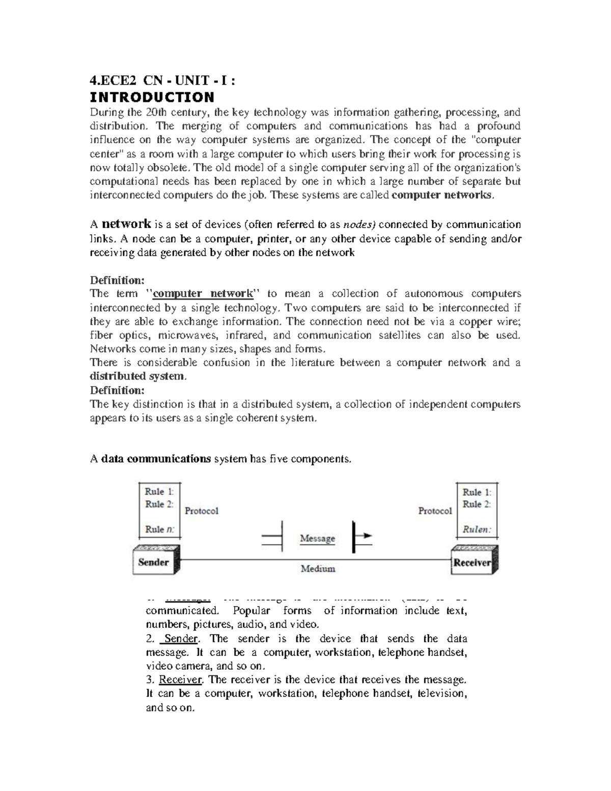 4 ECE - 2 - CN Notes gsr - Nothing - 4 CN - UNIT - I : INTRODUCTION ...