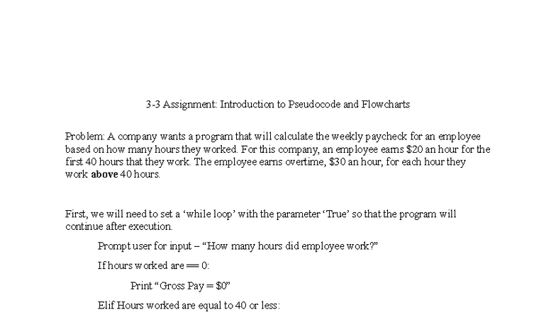 3-3 Assignment: Intro to Pseudocode & Flowcharts for Payroll ...