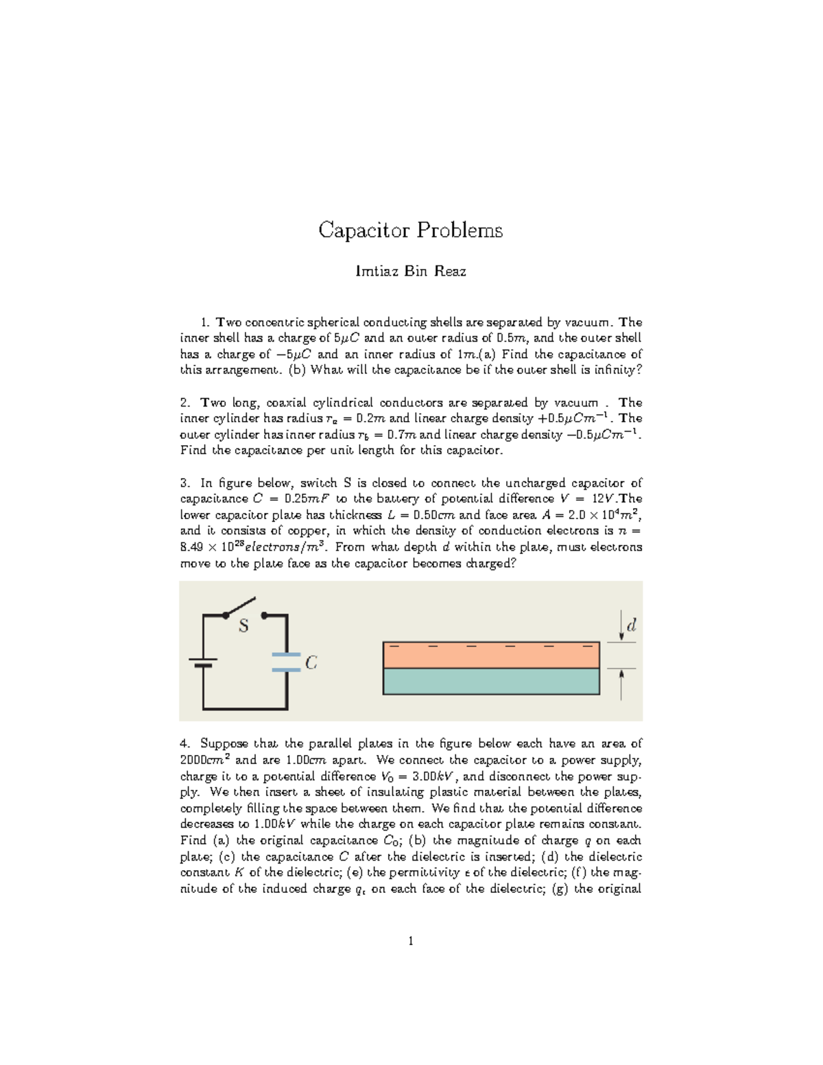 Capacitor Problems - Practice Materials for PHYS 101 - Studocu