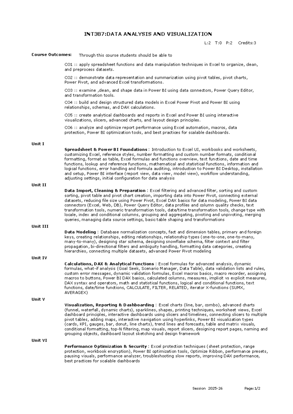INT387: Data Analysis & Visualization Syllabus Overview - Studocu