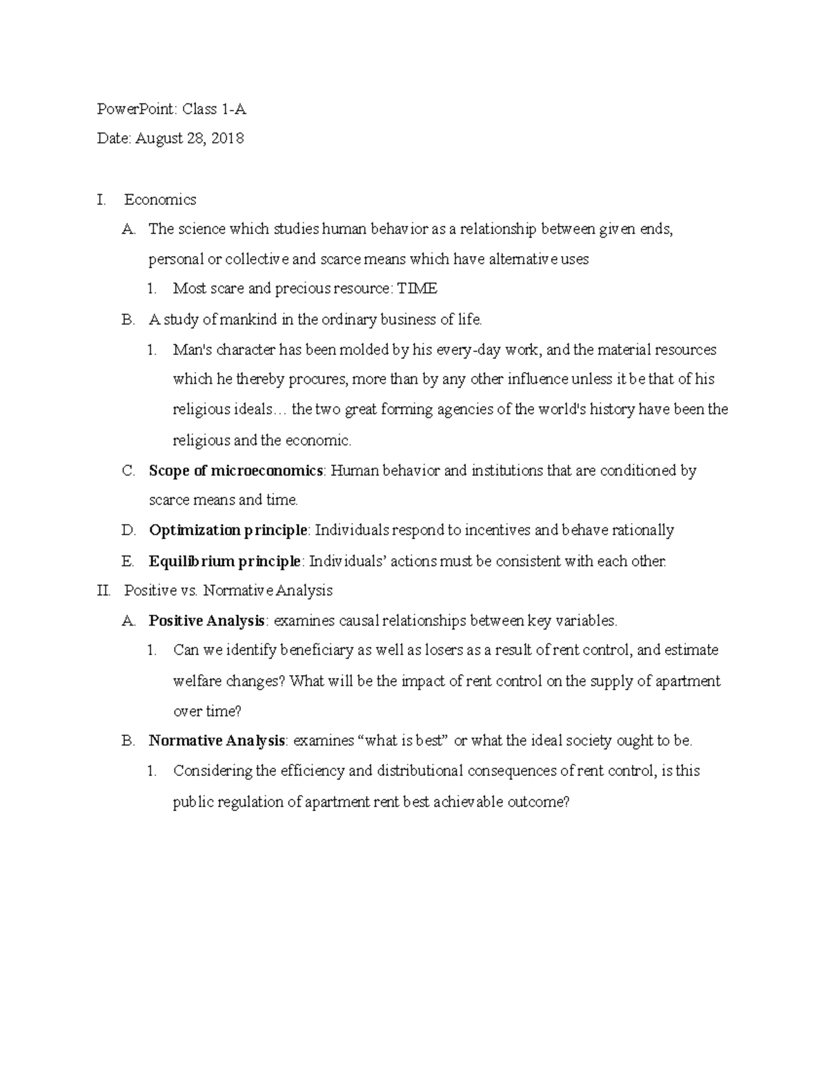 Economics 101: Lecture Notes for Midterm Exam Review - Studocu