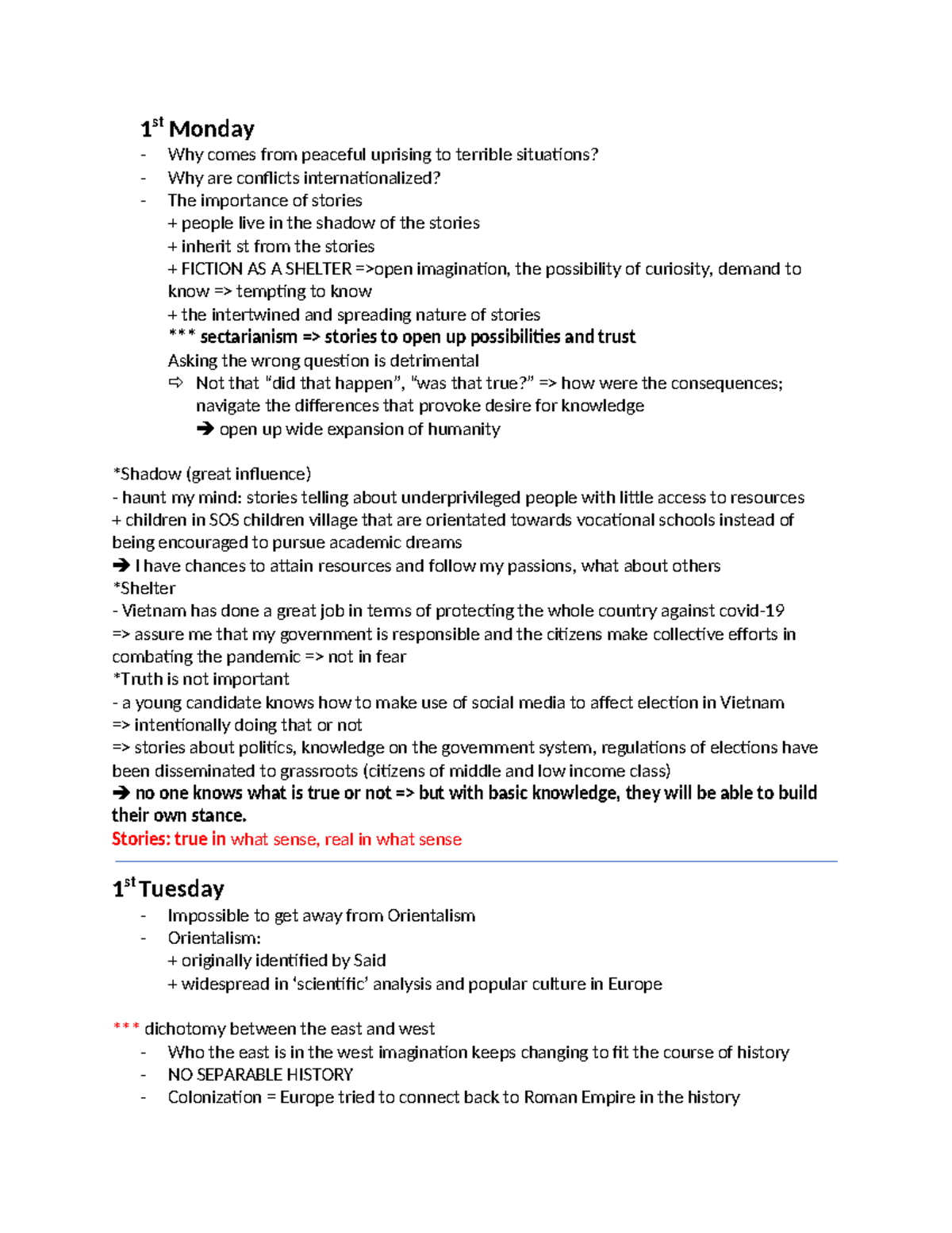 Week 1 Lecture Notes - PS276: Exploring Conflict and Ideology - Studocu